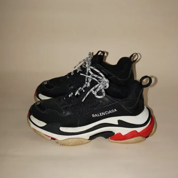 Balenciaga Triple S Mesh/ Leather Black Red White Trainers - Size EU 39 - Picture 5 of 13